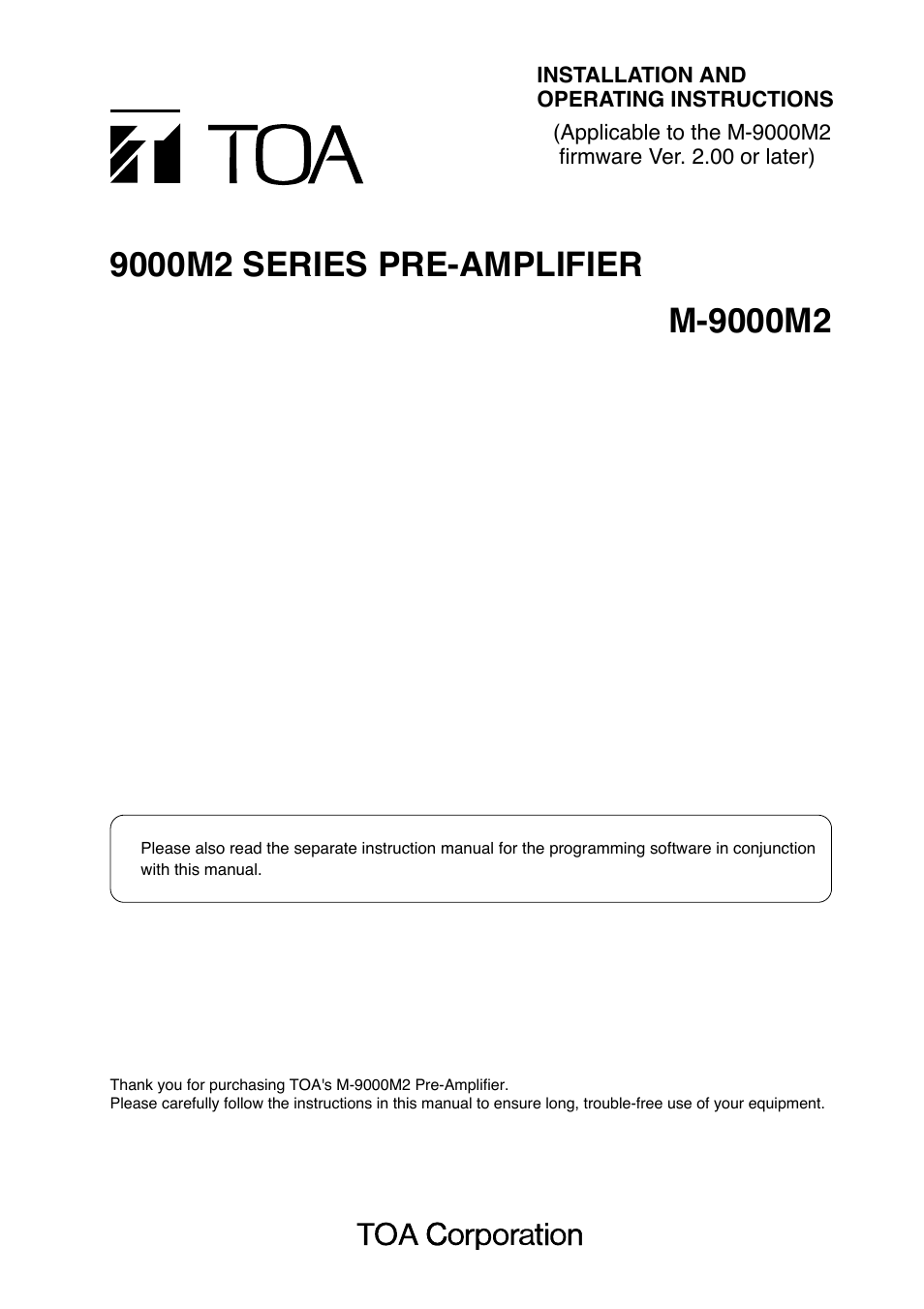 Toa M-9000M2 v.2.00 User Manual | 155 pages