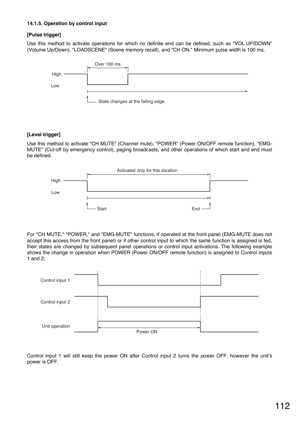 Operation by control input | Toa M-9000M2 v.2.00 User Manual | Page 112 / 155