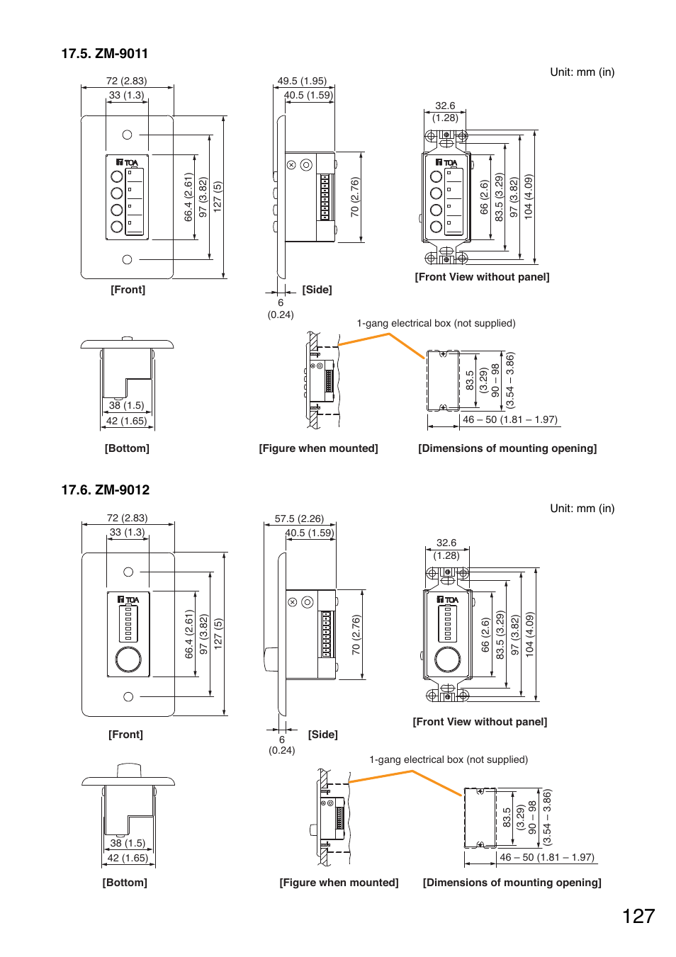 Zm-9011, Zm-9012 | Toa M-9000M2 v.2.00 User Manual | Page 127 / 155
