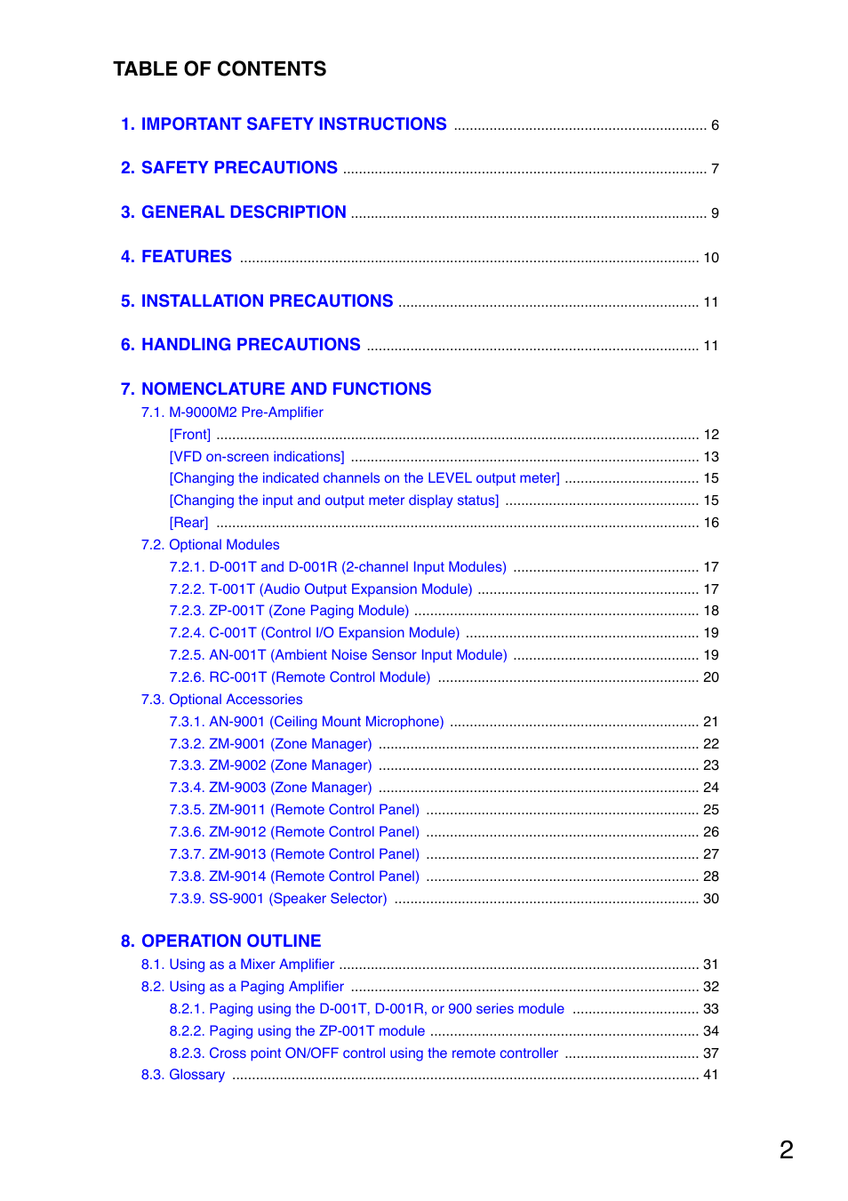 Toa M-9000M2 v.2.00 User Manual | Page 2 / 155