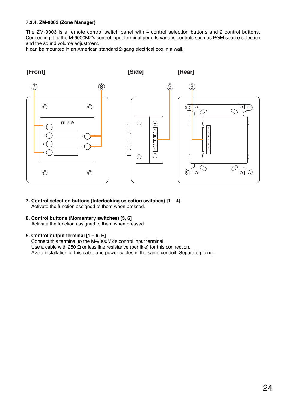 Zm-9003 (zone manager) | Toa M-9000M2 v.2.00 User Manual | Page 24 / 155