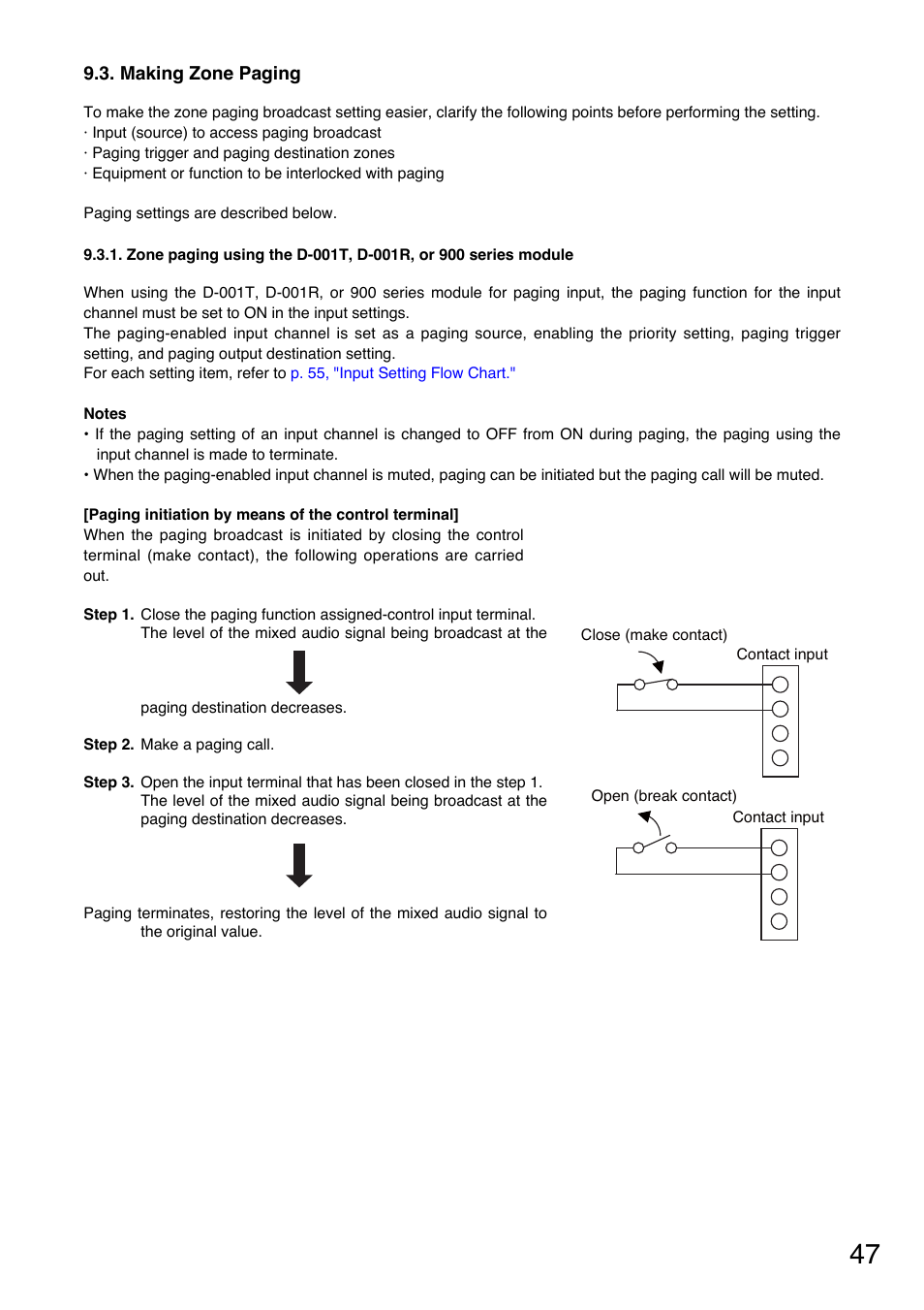 Making zone paging, For details of paging settings, refer to, P. 47 | Toa M-9000M2 v.2.00 User Manual | Page 47 / 155