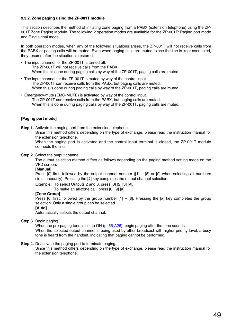 Zone paging using the zp-001t module | Toa M-9000M2 v.2.00 User Manual | Page 49 / 155
