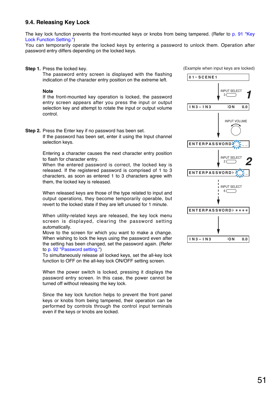 Releasing key lock | Toa M-9000M2 v.2.00 User Manual | Page 51 / 155