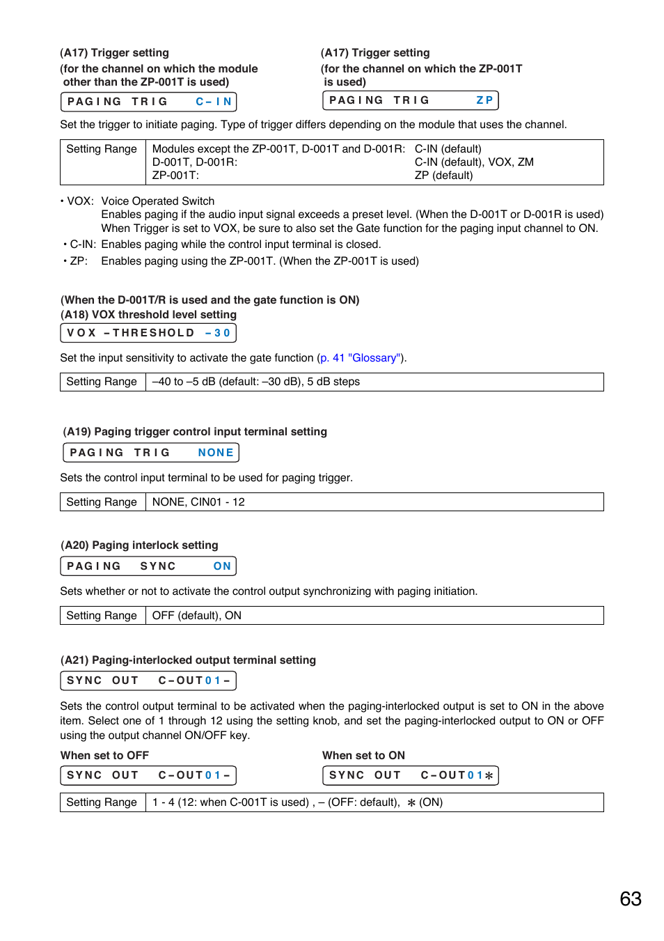 P.63-a20), P.63-a17), P.63-a19) | P.63-a18), P.63-a21) | Toa M-9000M2 v.2.00 User Manual | Page 63 / 155