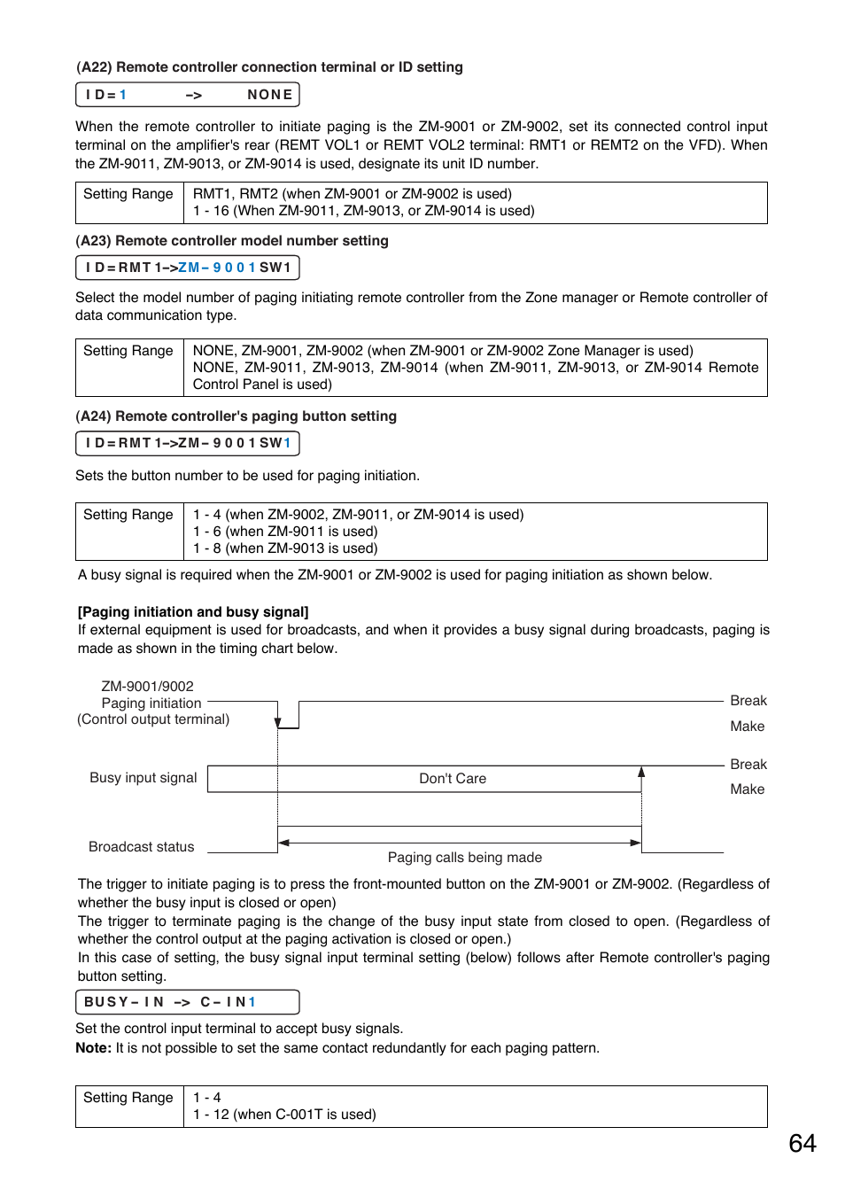 P.64-a22), P.64-a23), P.64-a24) | Toa M-9000M2 v.2.00 User Manual | Page 64 / 155