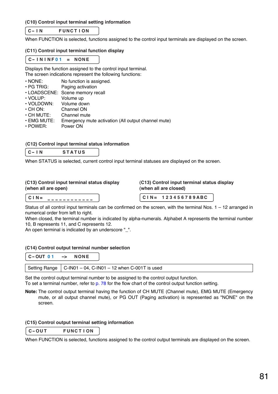P.81-c10), P.81-c11), P.81-c14) | P.81-c12), P.81-c13), P.81-c15) | Toa M-9000M2 v.2.00 User Manual | Page 81 / 155