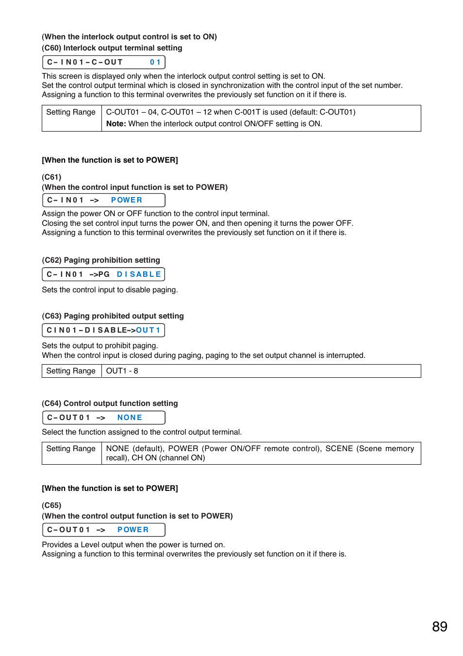 P.89-c60), P.89-c61), P.89-c62) | P.89-c63), P.89-c64), P.89-c65) | Toa M-9000M2 v.2.00 User Manual | Page 89 / 155