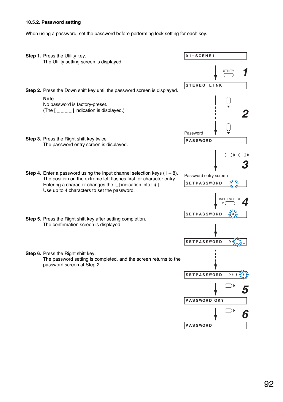 Password setting, P. 92 "password setting | Toa M-9000M2 v.2.00 User Manual | Page 92 / 155