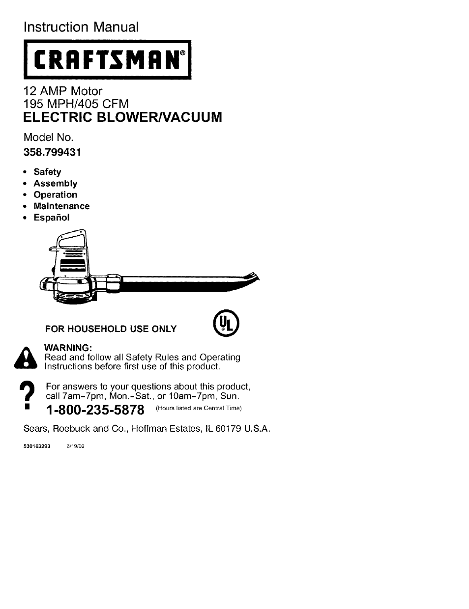 Craftsman 358.799431 User Manual | 21 pages