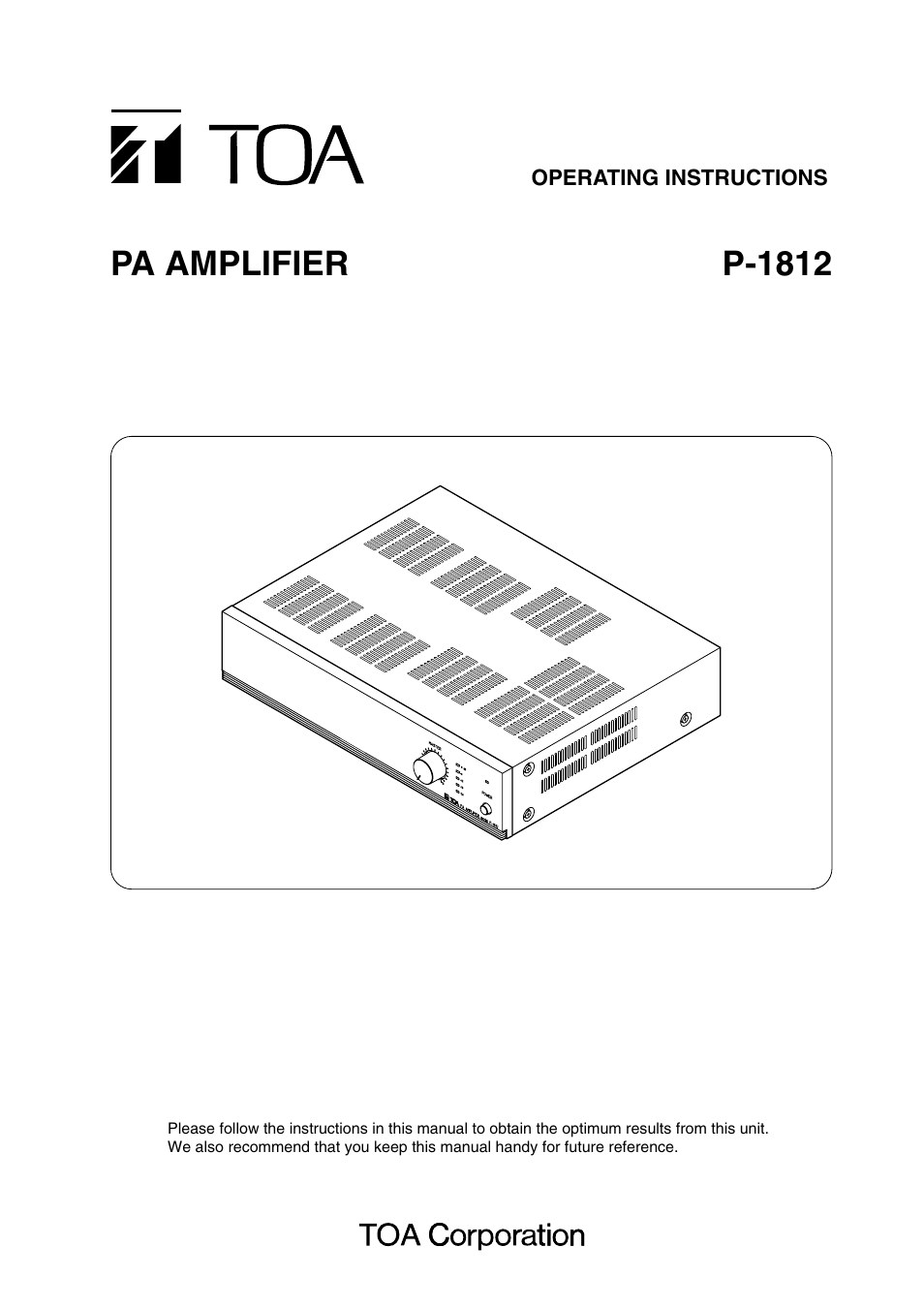 Toa P-1812 User Manual | 12 pages