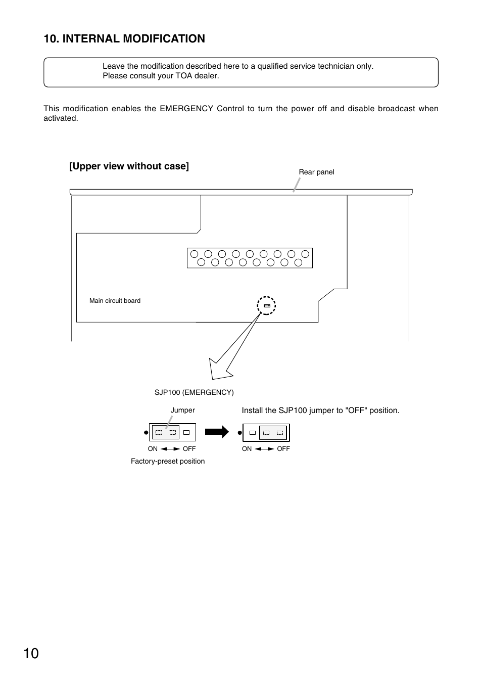 Internal modification, Upper view without case | Toa P-1812 User Manual | Page 10 / 12
