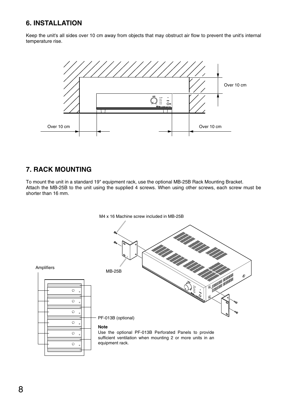 Installation, Rack mounting | Toa P-1812 User Manual | Page 8 / 12