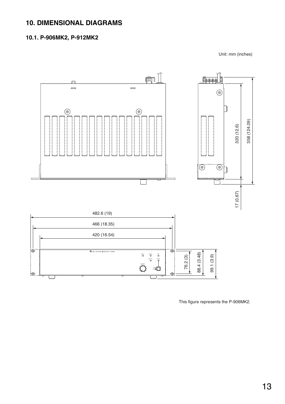 Dimensional diagrams | Toa P-924MK2 User Manual | Page 13 / 16