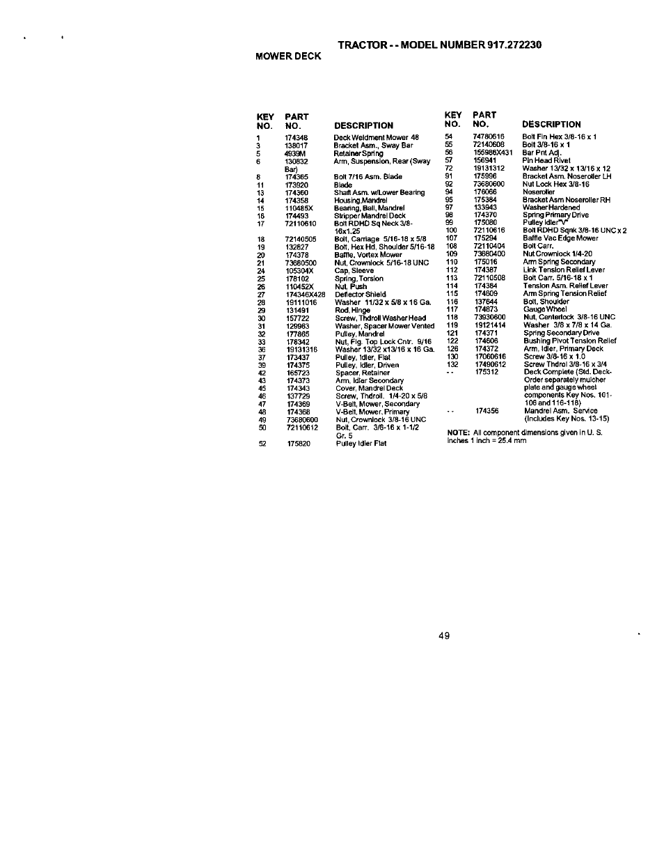 Mower deck | Craftsman 917.272230 User Manual | Page 49 / 64