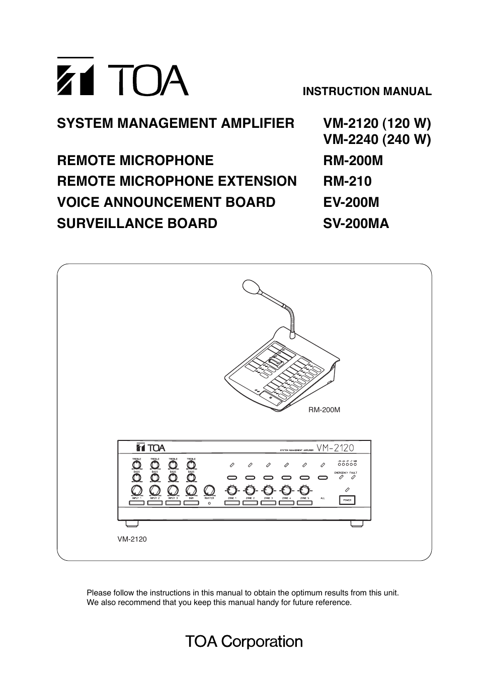 Toa SV-200MA User Manual | 60 pages