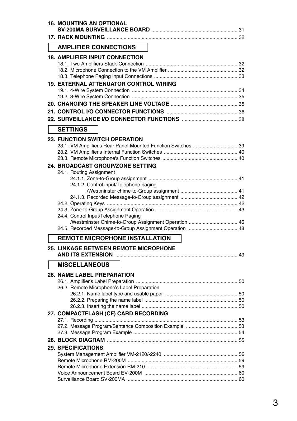 Toa SV-200MA User Manual | Page 3 / 60