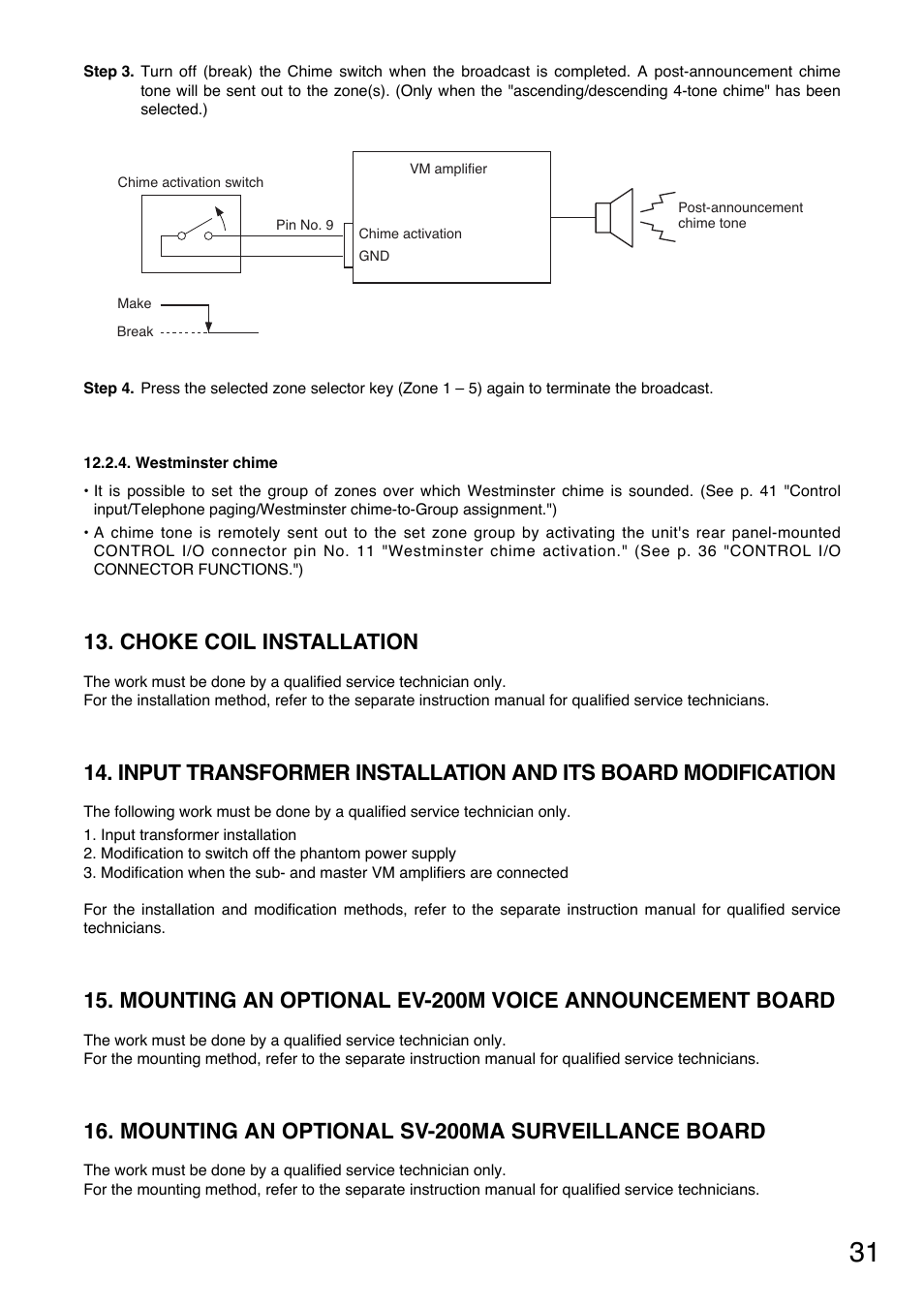 Choke coil installation, Mounting an optional sv-200ma surveillance board | Toa SV-200MA User Manual | Page 31 / 60