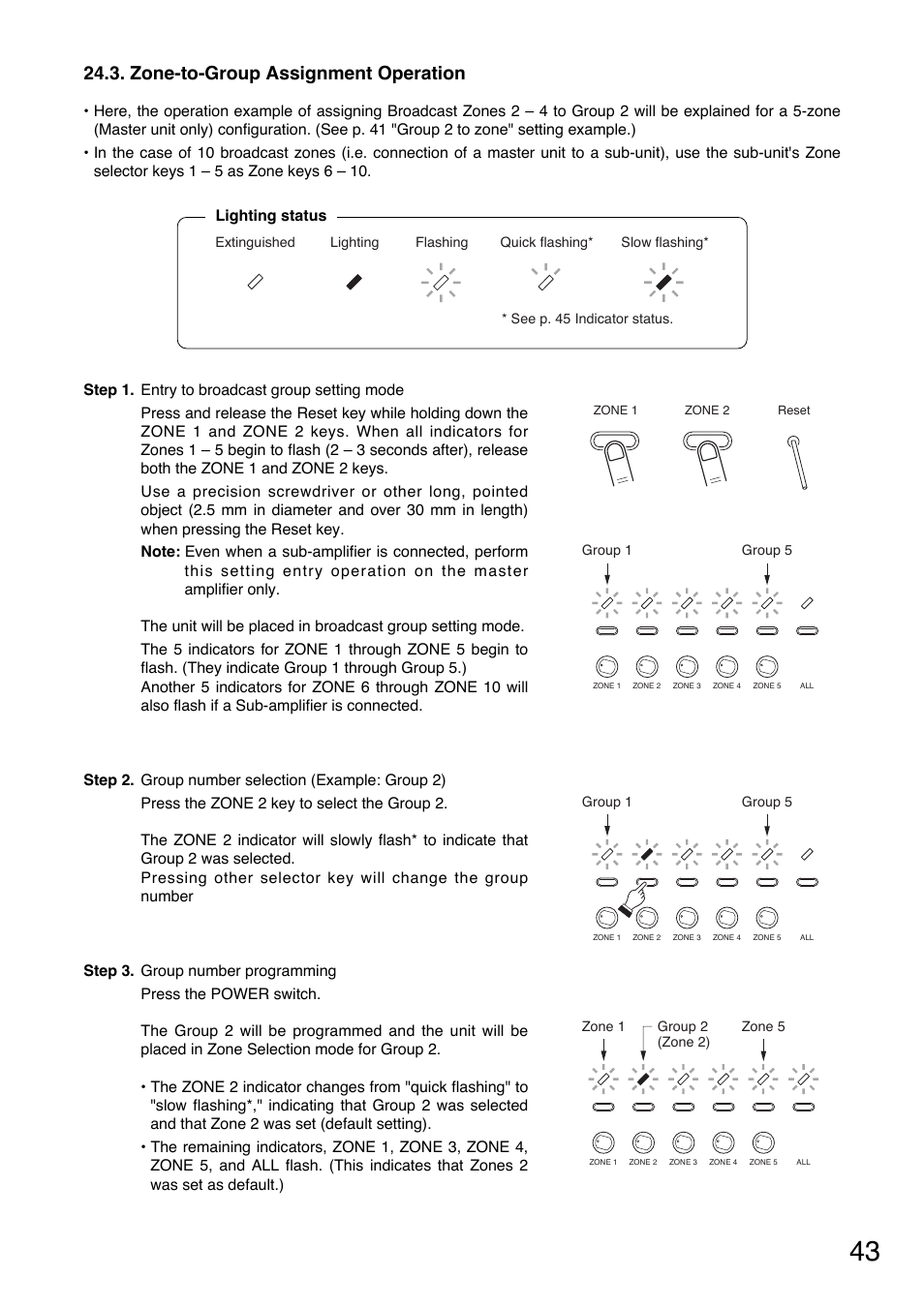 Zone-to-group assignment operation | Toa SV-200MA User Manual | Page 43 / 60