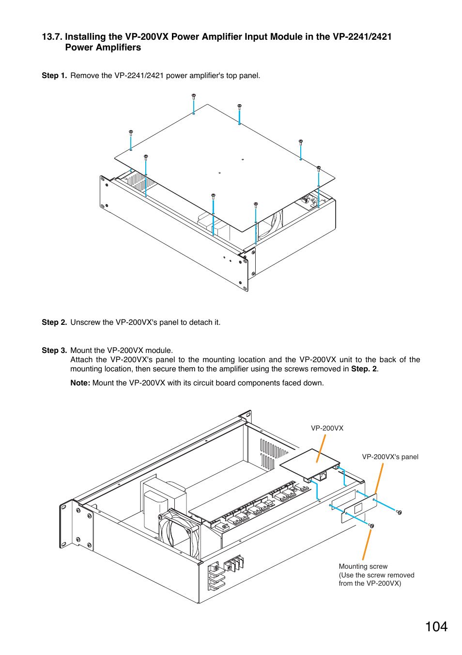 In the vp-2241/2421 power amplifiers | Toa VM-3000 Series User Manual | Page 104 / 149