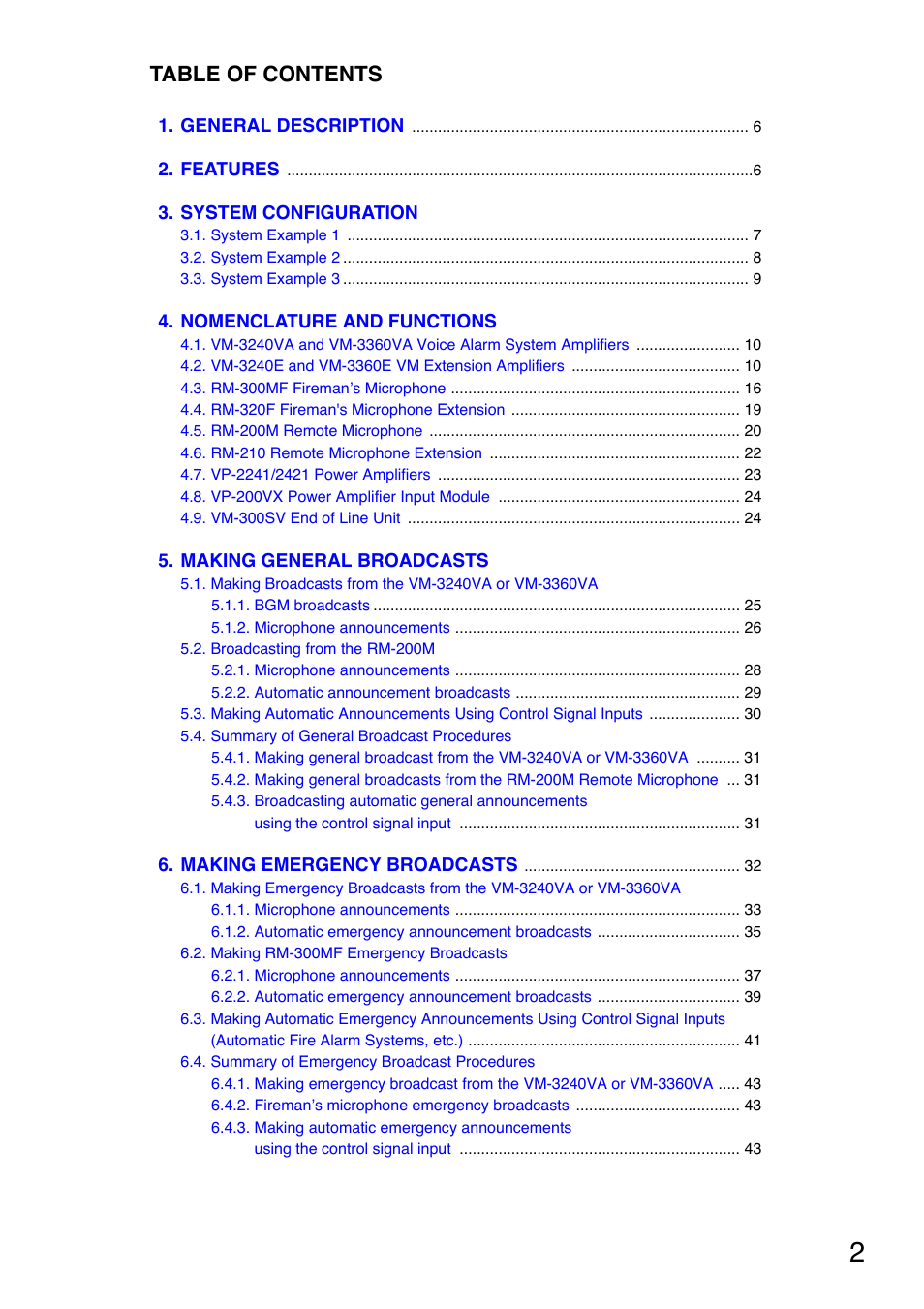 Toa VM-3000 Series User Manual | Page 2 / 149