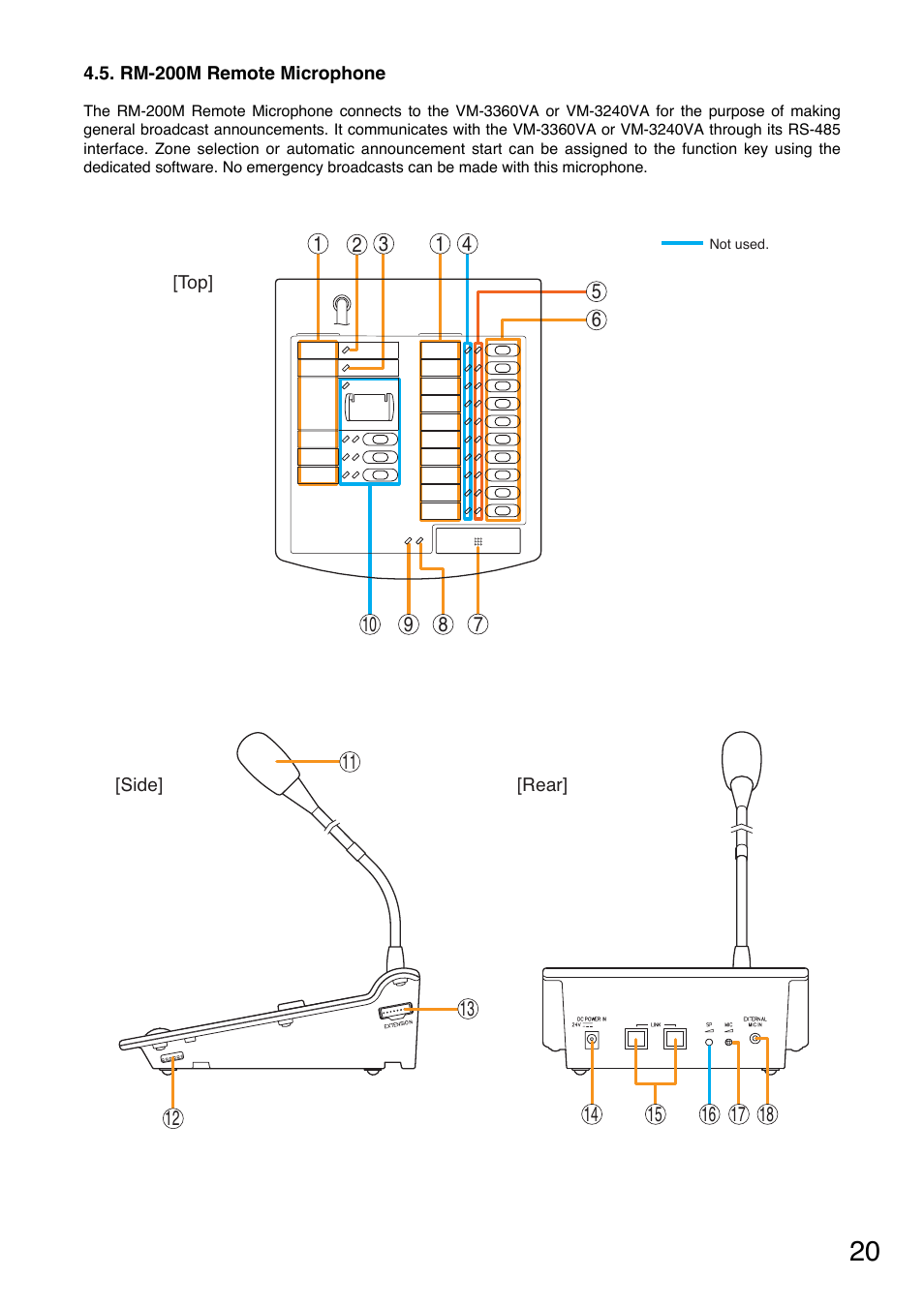 Rm-200m remote microphone | Toa VM-3000 Series User Manual | Page 20 / 149