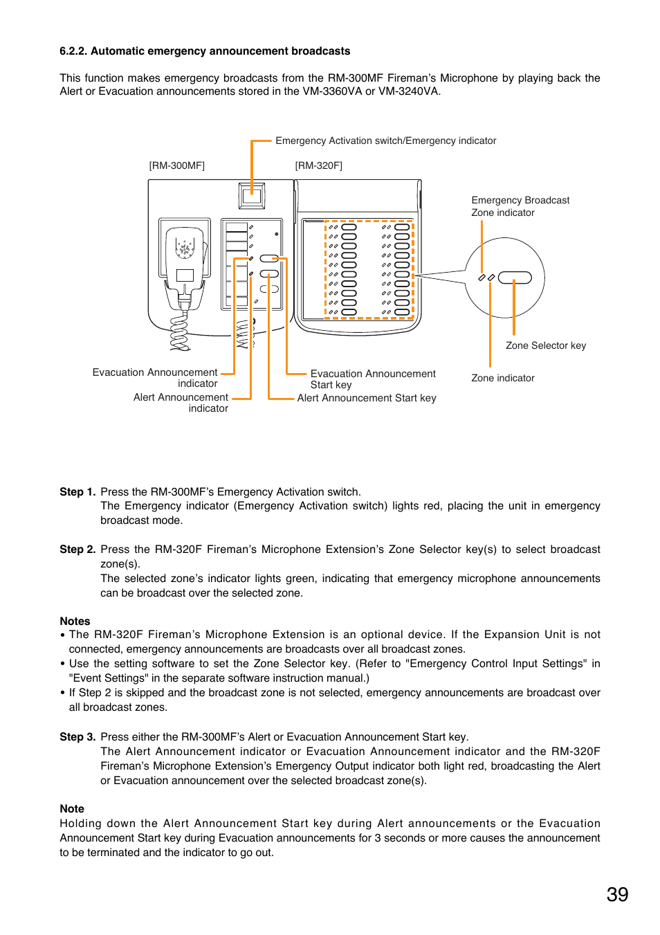 Automatic emergency announcement broadcasts | Toa VM-3000 Series User Manual | Page 39 / 149