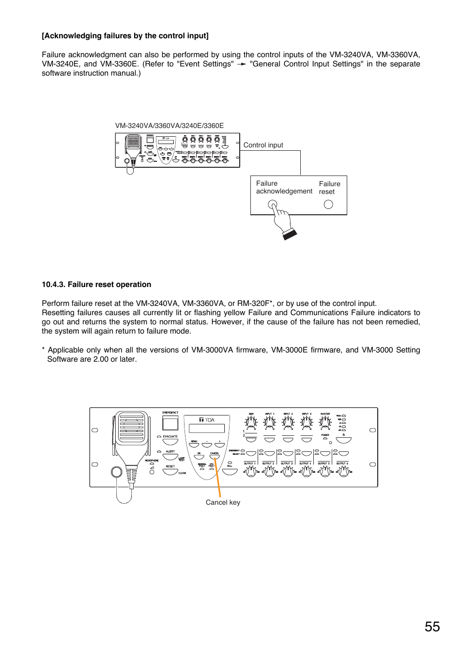 Failure reset operation | Toa VM-3000 Series User Manual | Page 55 / 149