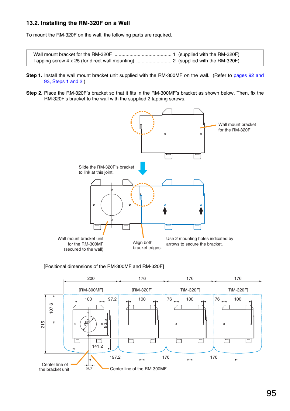 Installing the rm-320f on a wall | Toa VM-3000 Series User Manual | Page 95 / 149