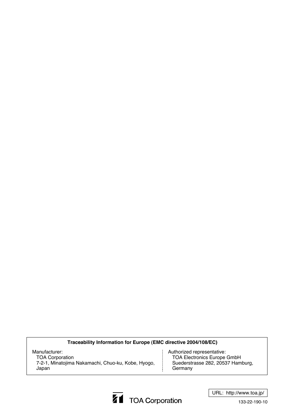 Toa VM-3000 Series Read Me First User Manual | Page 8 / 8