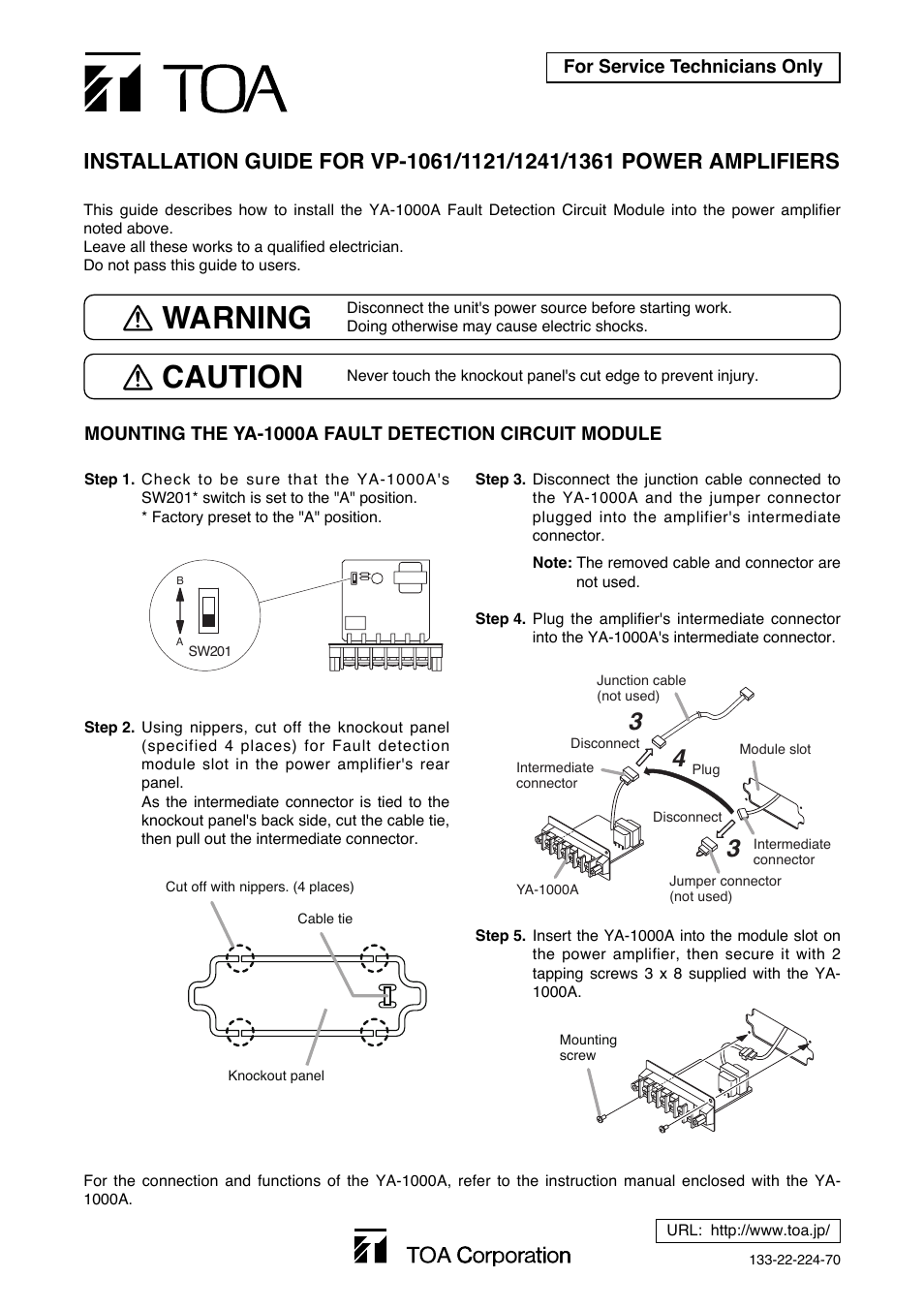 Toa VP-1361 Installation User Manual | 1 page