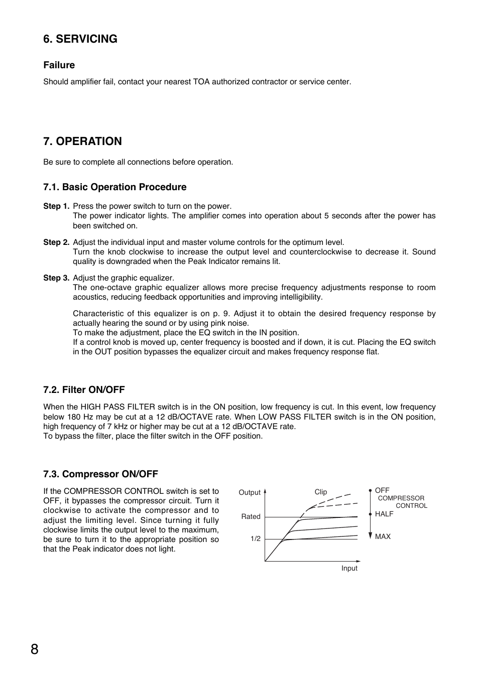 Servicing, Operation | Toa W-912A Manual User Manual | Page 8 / 12