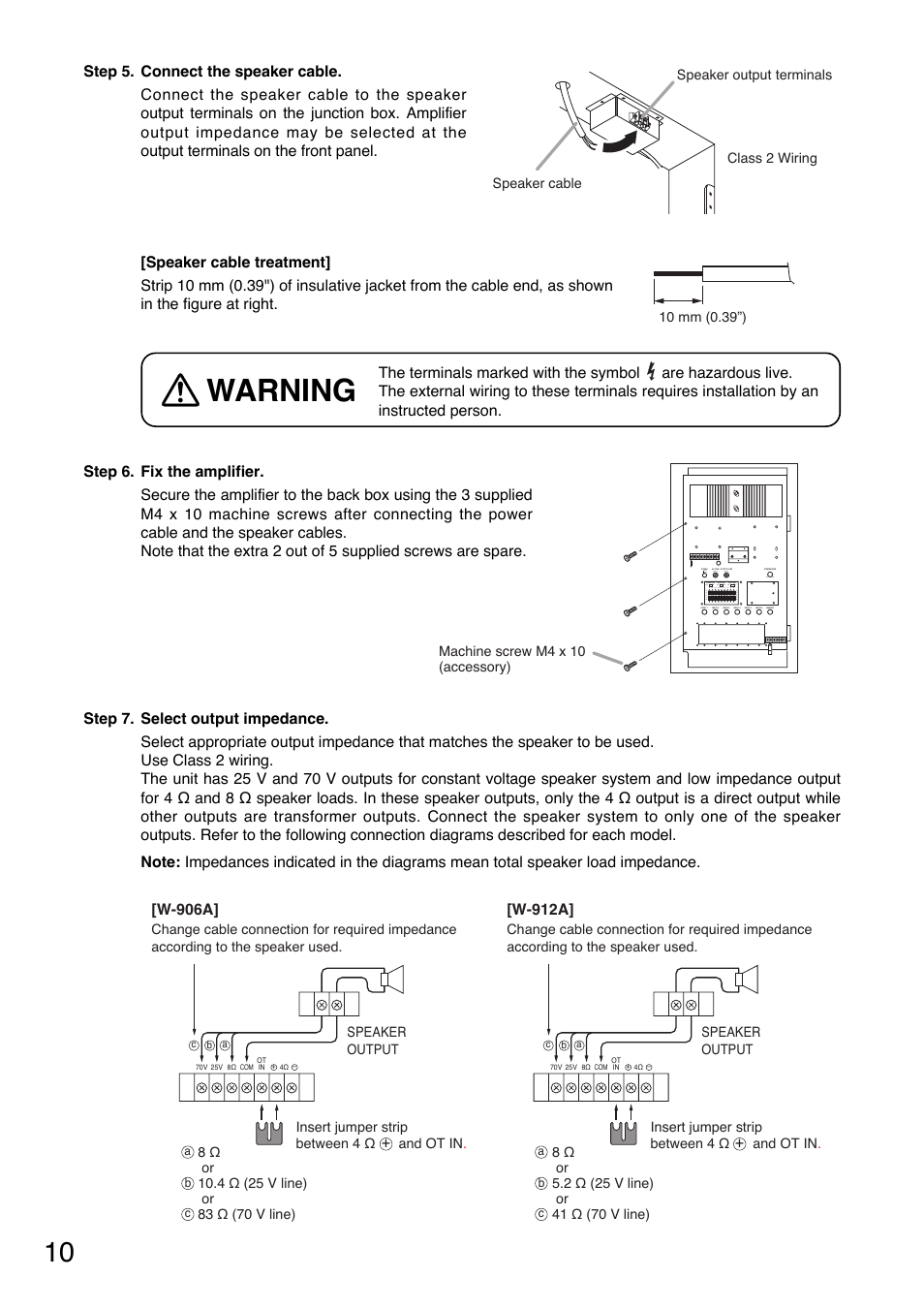 Warning | Toa W-912A Service Manual User Manual | Page 10 / 16