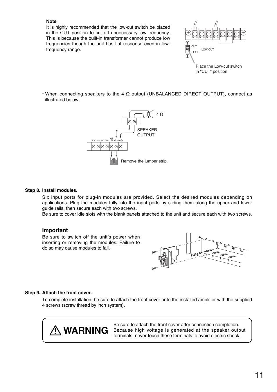 Warning, Important | Toa W-912A Service Manual User Manual | Page 11 / 16
