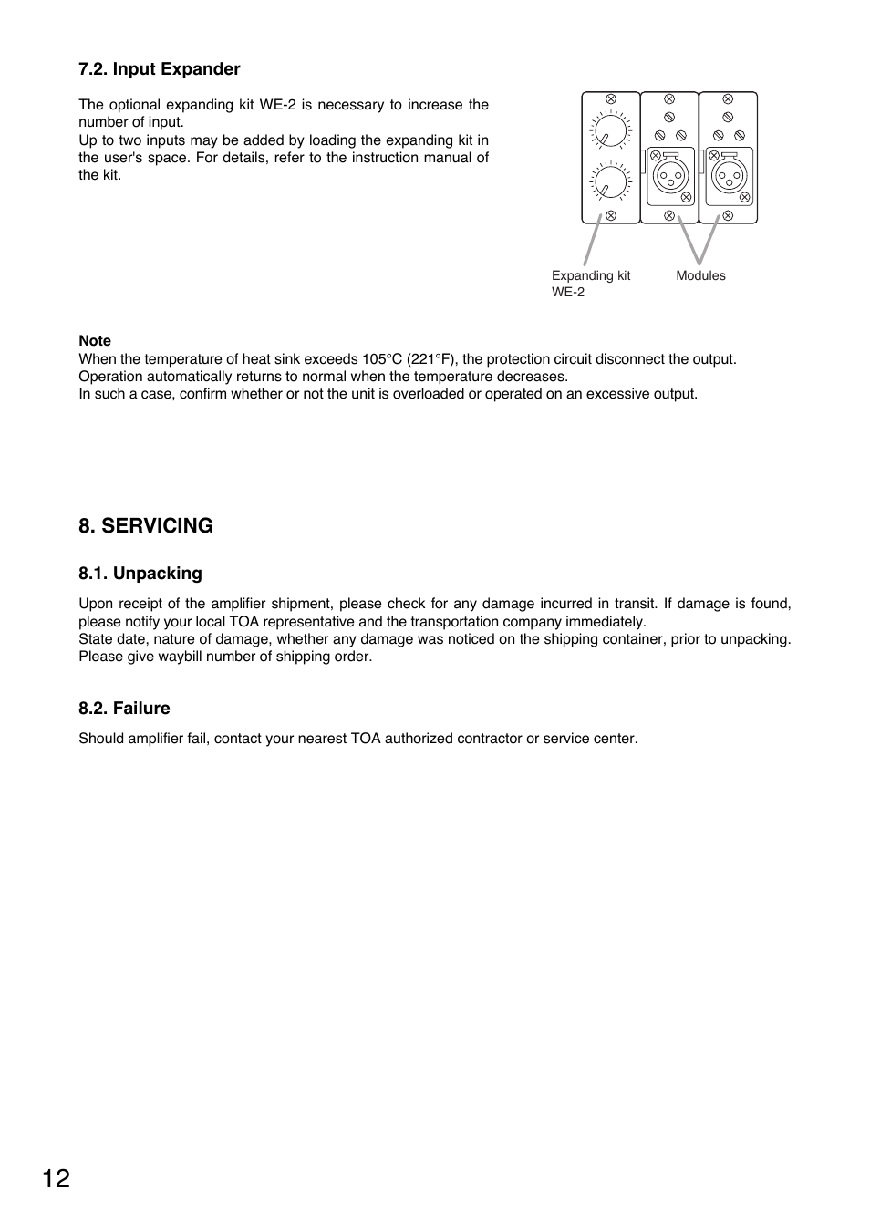 Servicing | Toa W-912A Service Manual User Manual | Page 12 / 16