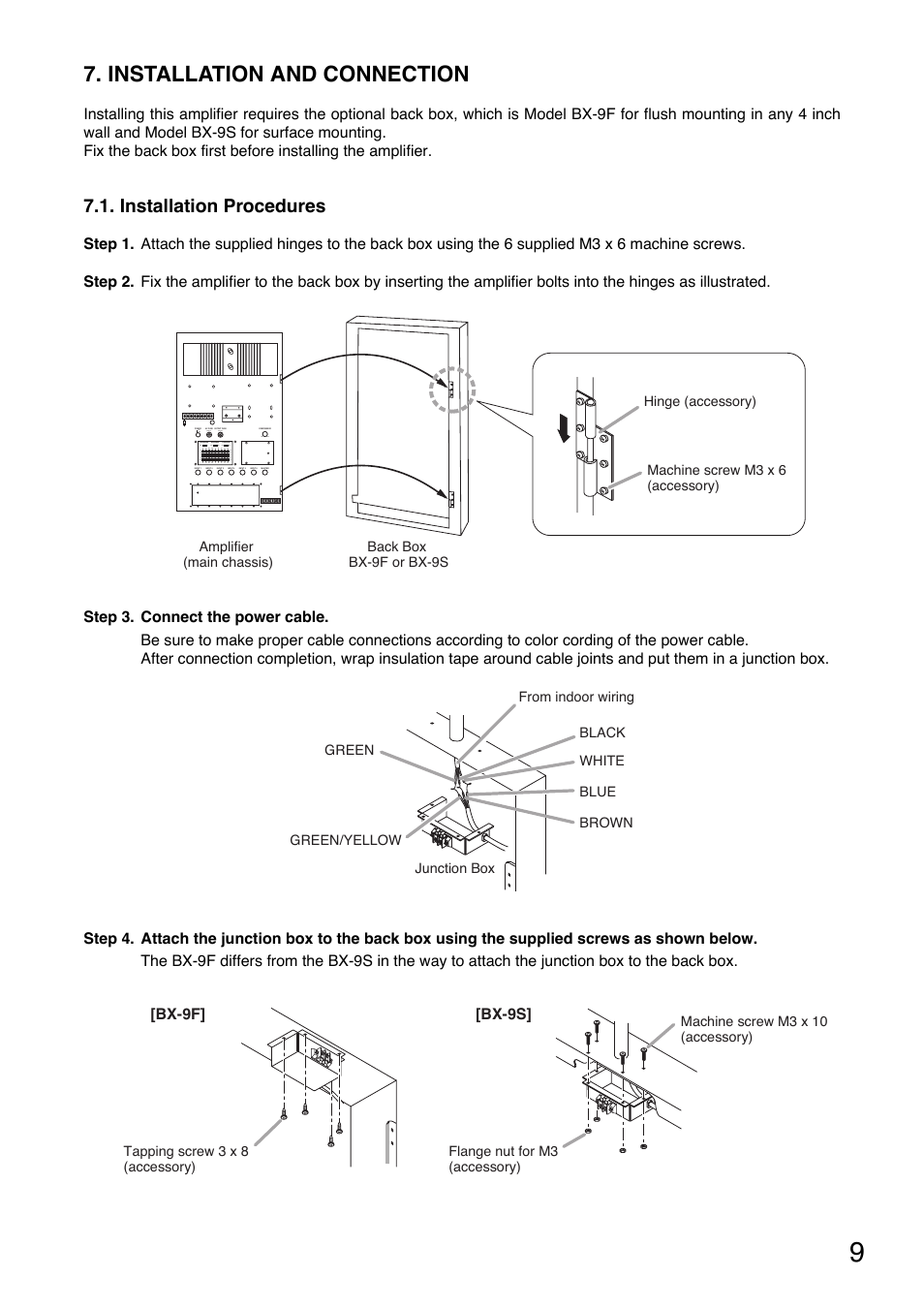 Installation and connection, Installation procedures | Toa W-912A Service Manual User Manual | Page 9 / 16