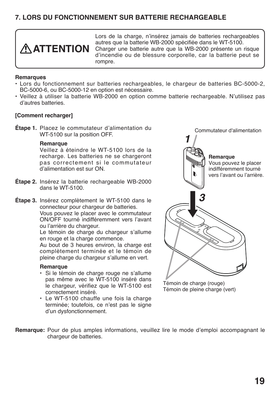 Attention | Toa WT-5100 User Manual | Page 19 / 44