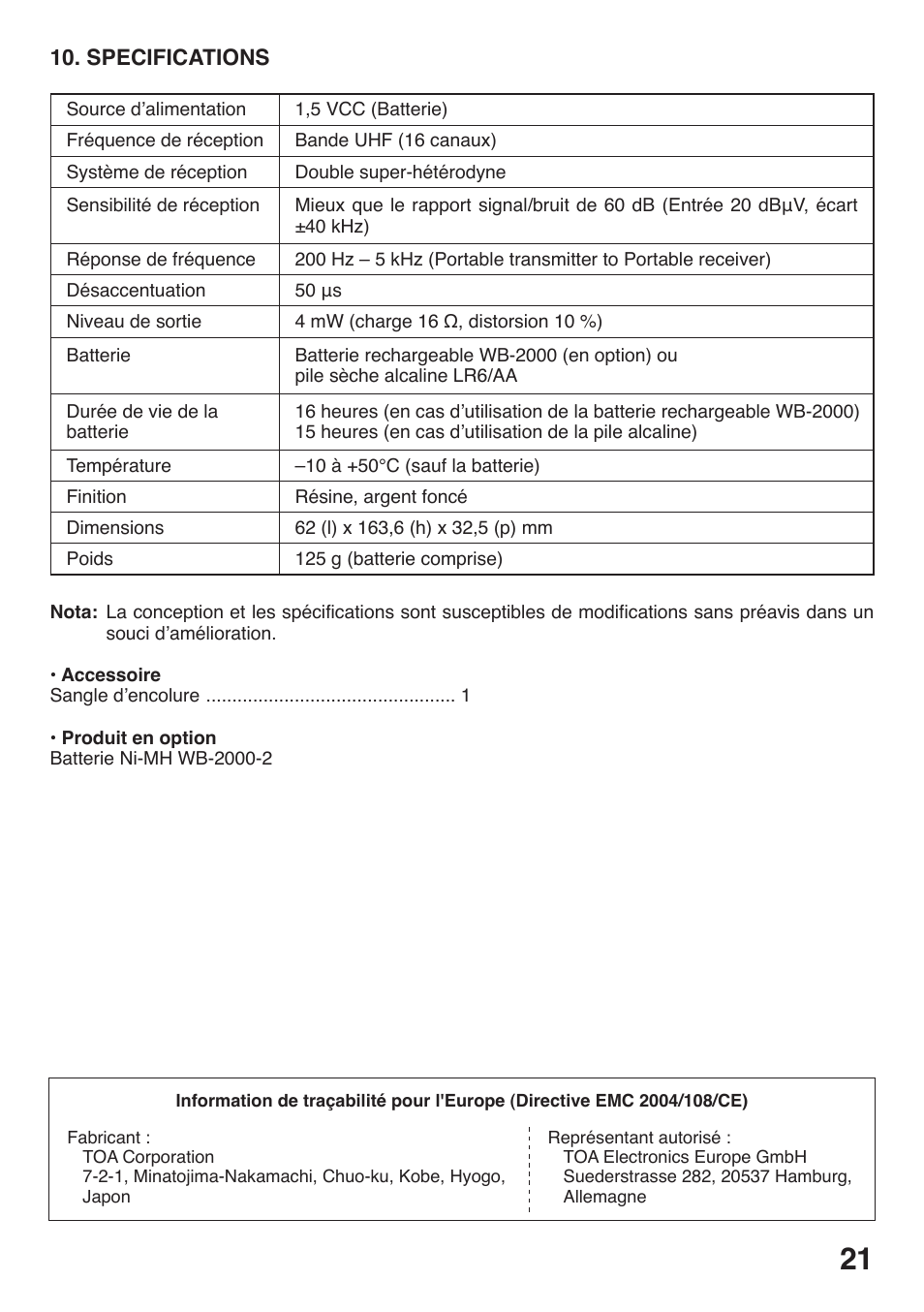 Toa WT-5100 User Manual | Page 21 / 44