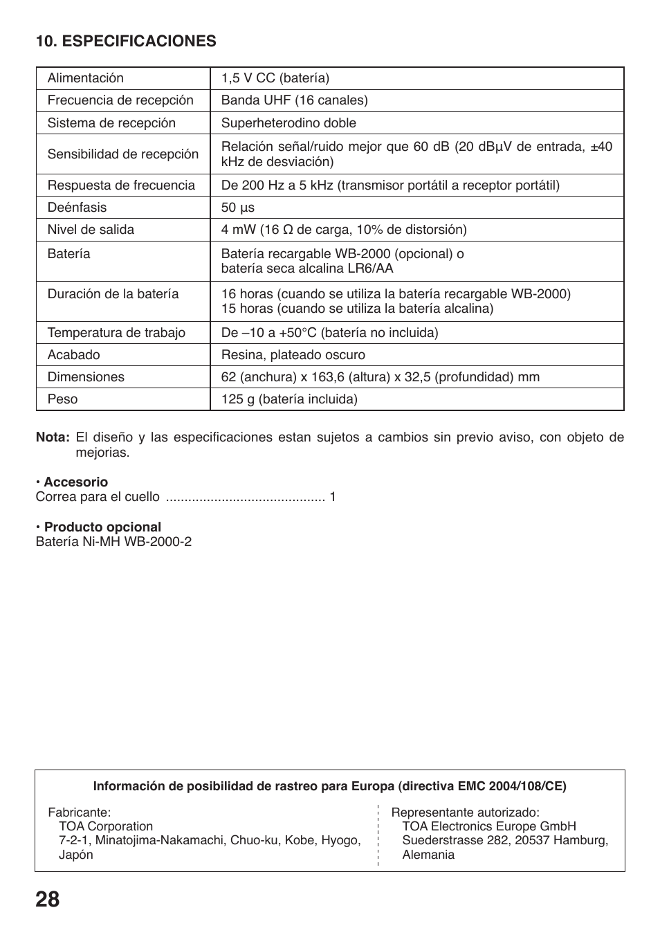 Toa WT-5100 User Manual | Page 28 / 44