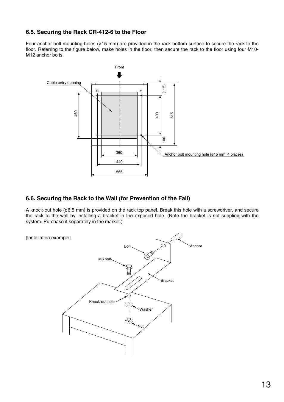 Securing the rack cr-412-6 to the floor | Toa FS-970 SERIES User Manual | Page 13 / 56