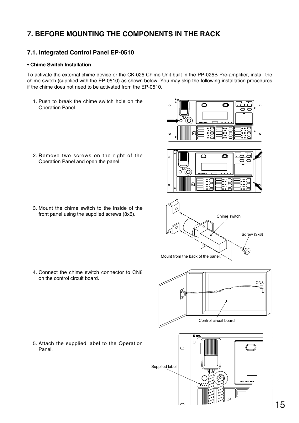 Before mounting the components in the rack | Toa FS-970 SERIES User Manual | Page 15 / 56