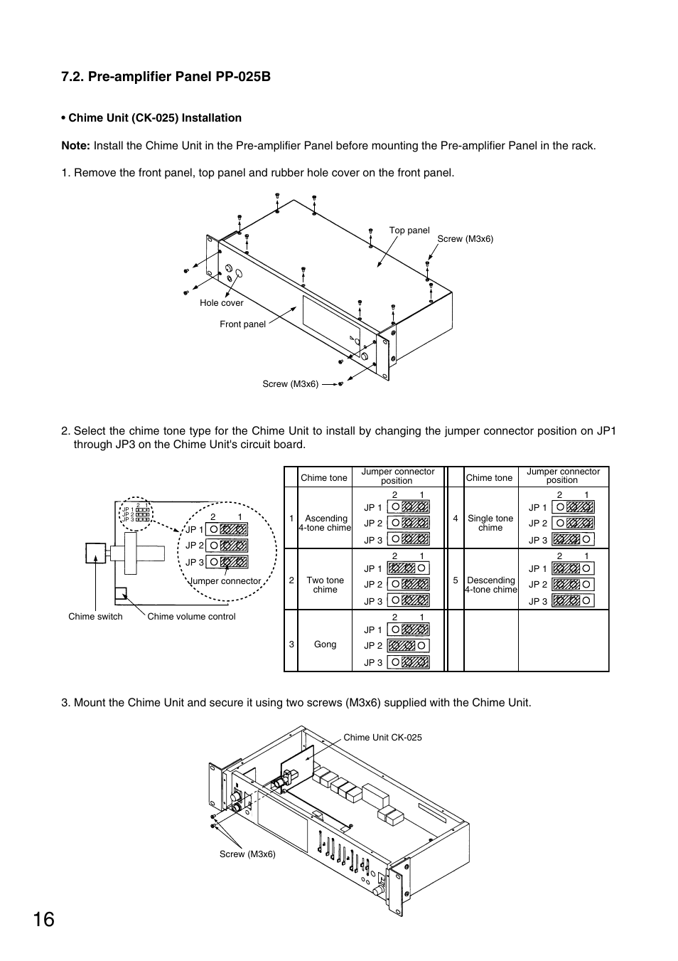Pre-amplifier panel pp-025b | Toa FS-970 SERIES User Manual | Page 16 / 56