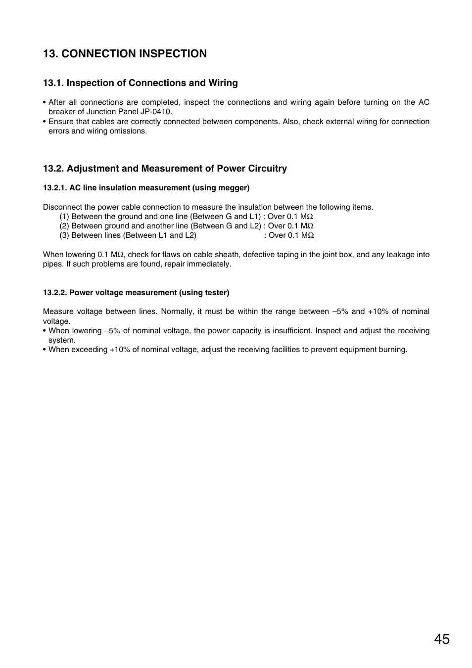 Connection inspection | Toa FS-970 SERIES User Manual | Page 45 / 56