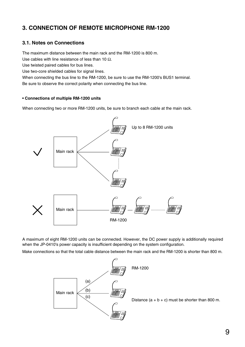 Connection of remote microphone rm-1200 | Toa FS-971 SERIES User Manual | Page 9 / 44