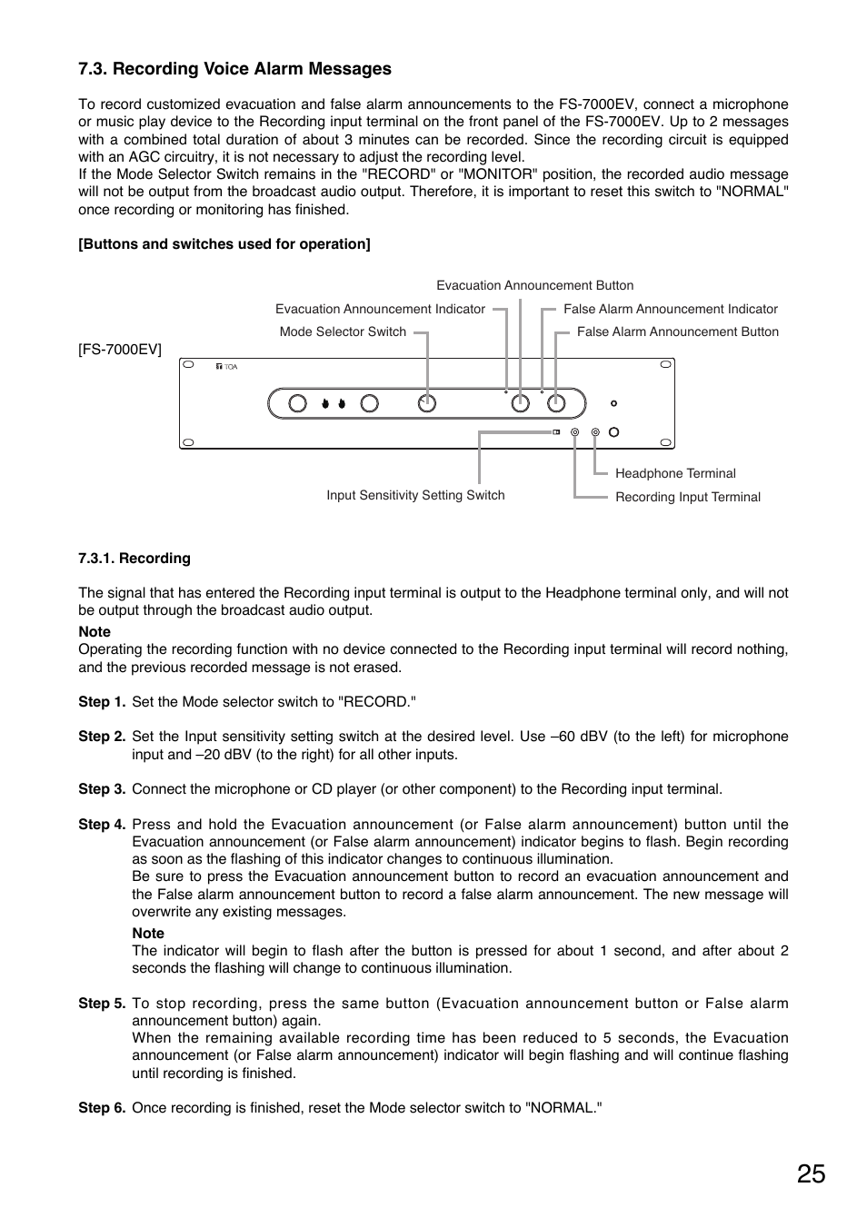 Toa FS-7000 SERIES Manual User Manual | Page 25 / 40