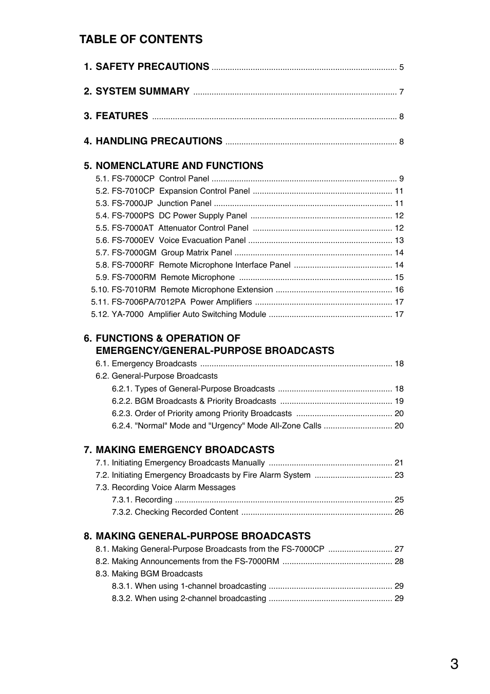 Toa FS-7000 SERIES Manual User Manual | Page 3 / 40