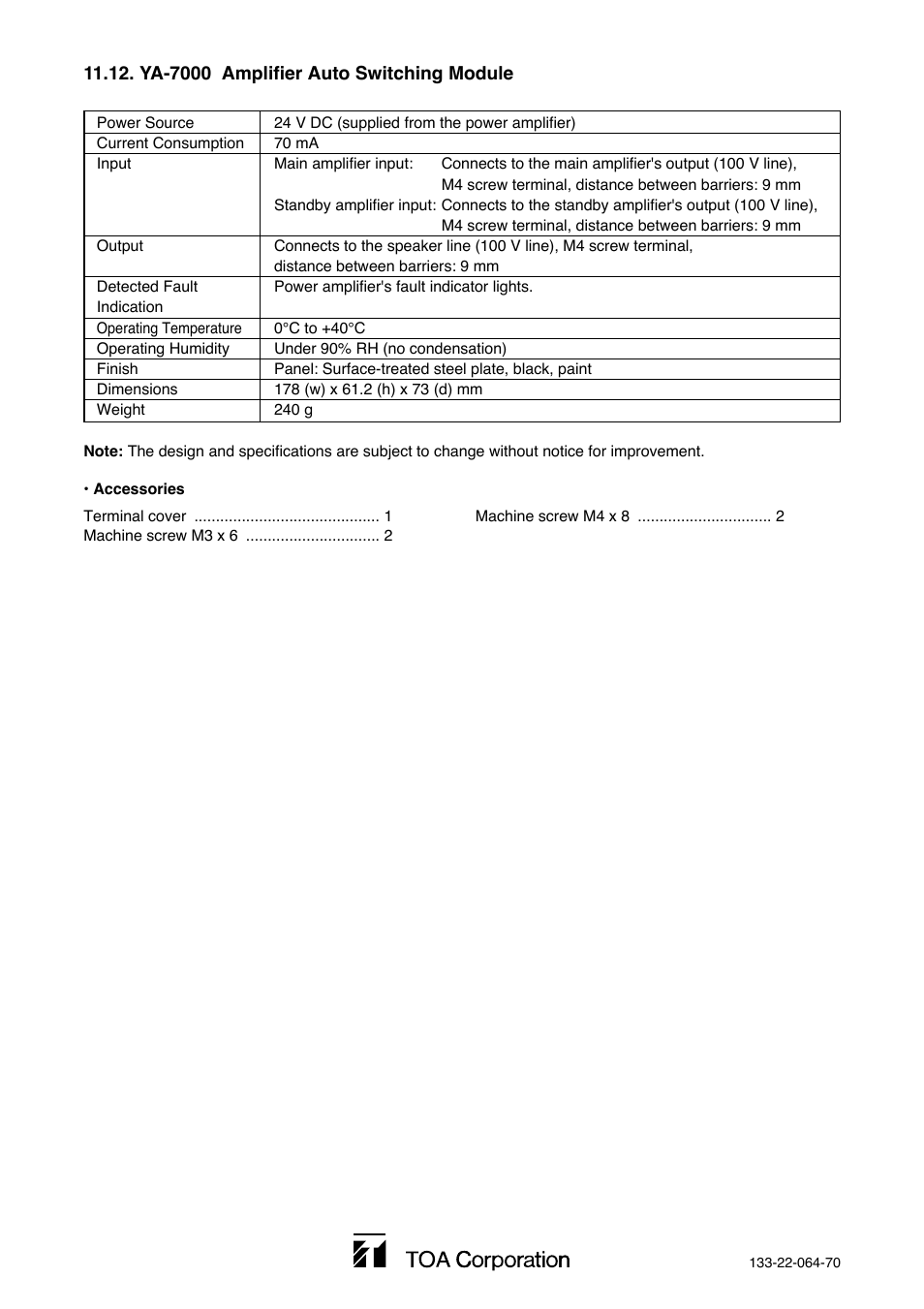 Toa FS-7000 SERIES Manual User Manual | Page 40 / 40