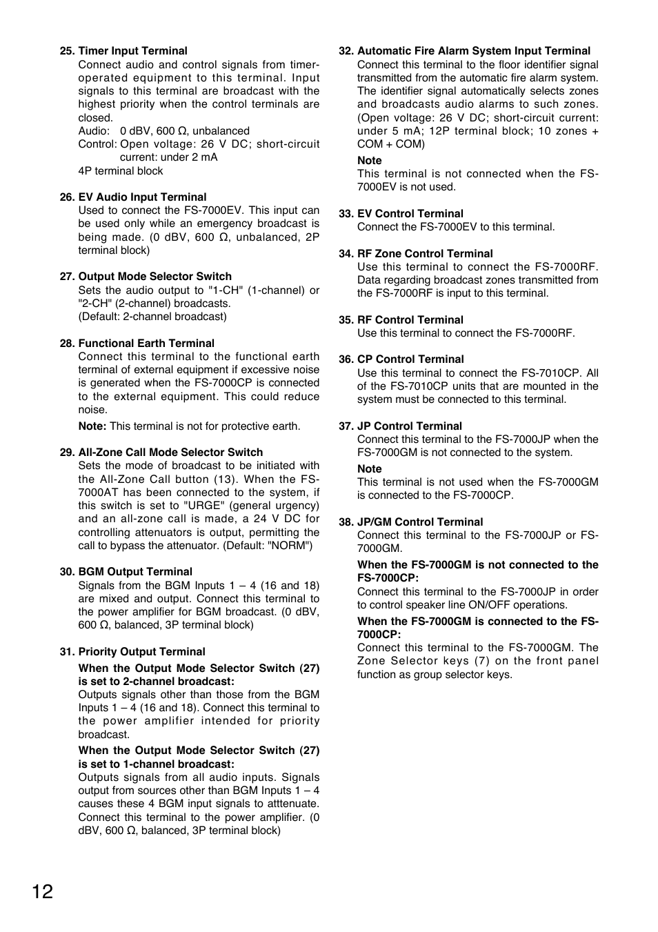 Toa FS-7000 SERIES Installation User Manual | Page 12 / 92