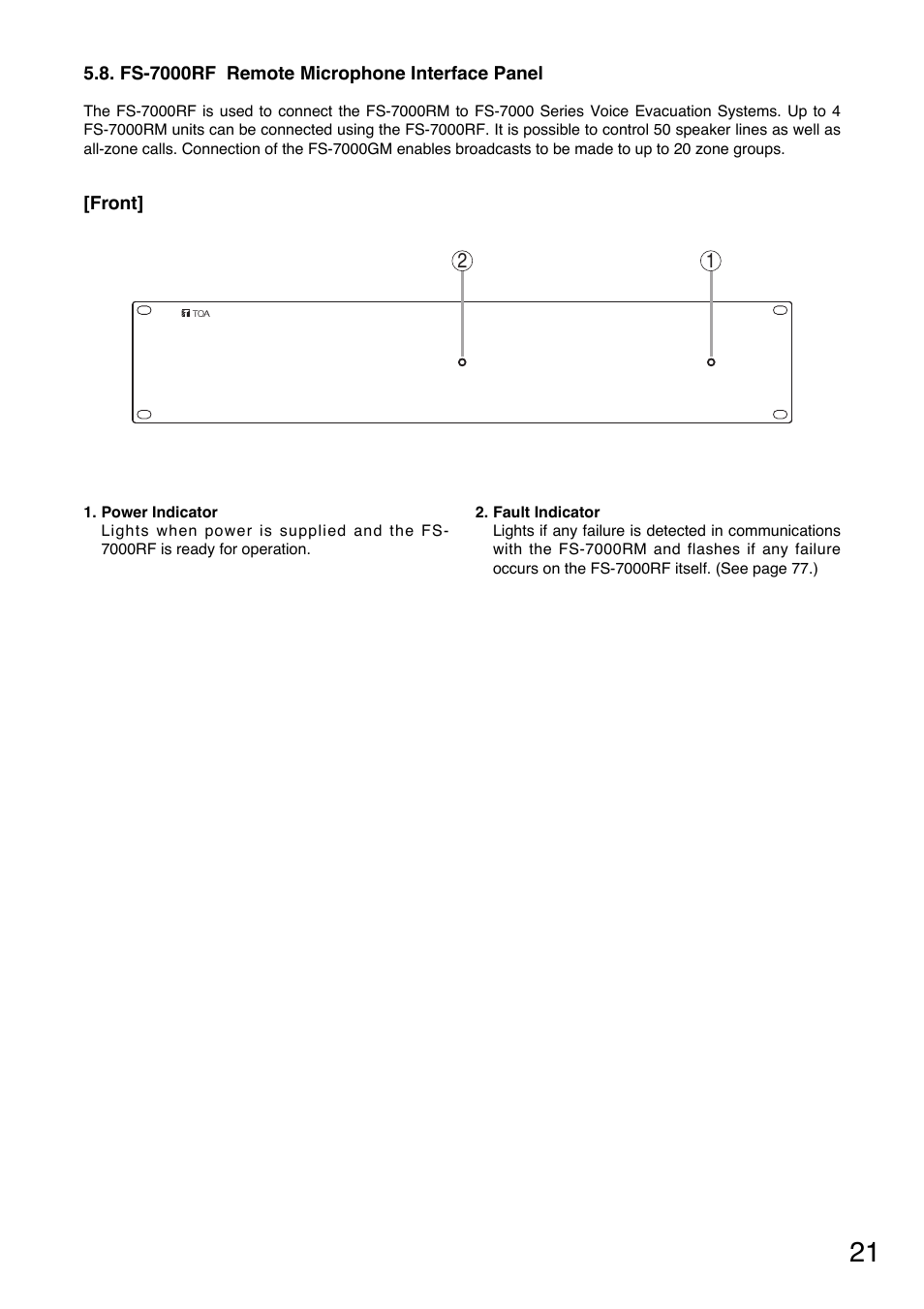 Toa FS-7000 SERIES Installation User Manual | Page 21 / 92