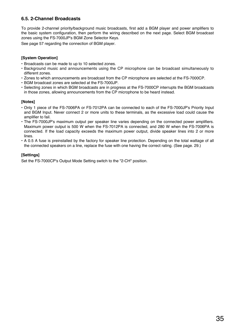 Toa FS-7000 SERIES Installation User Manual | Page 35 / 92